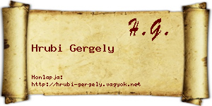 Hrubi Gergely névjegykártya